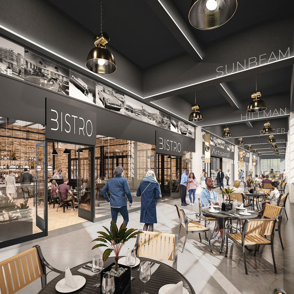 A contemporary bistro and commercial ground floor space within Len House, Maidstone - community and retail development visualisation